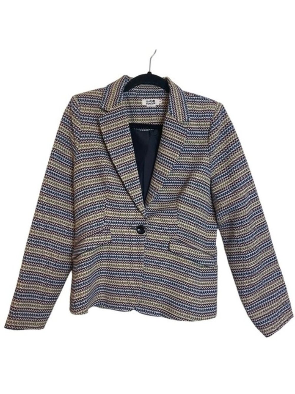 Molly Bracken Blazer Size M Single Breasted Multicolored Stripes Washable Jacket